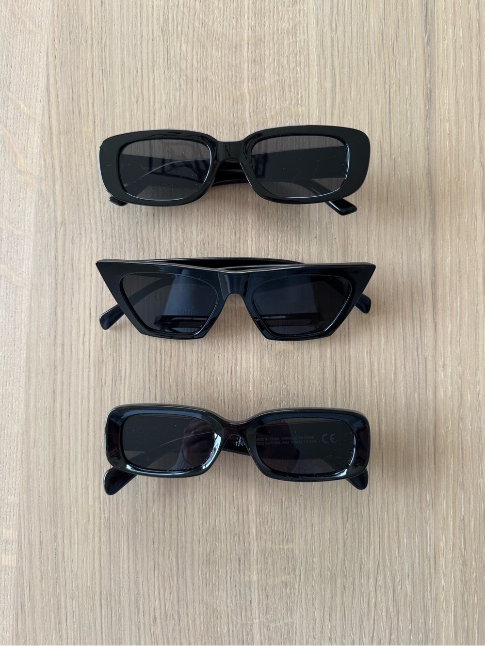 Set of 3 Black Retro Sunglasses